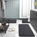 OLANLY Thick Memory Foam Bath Mat Rug 34x21, Extra Soft Absorbent Bathroom Rug, Quick Dry Bath Mats, Non-Slip, Machine Washable Carpet for Bathroom, Tub and Shower, Home Decor Accessories, Dark Grey