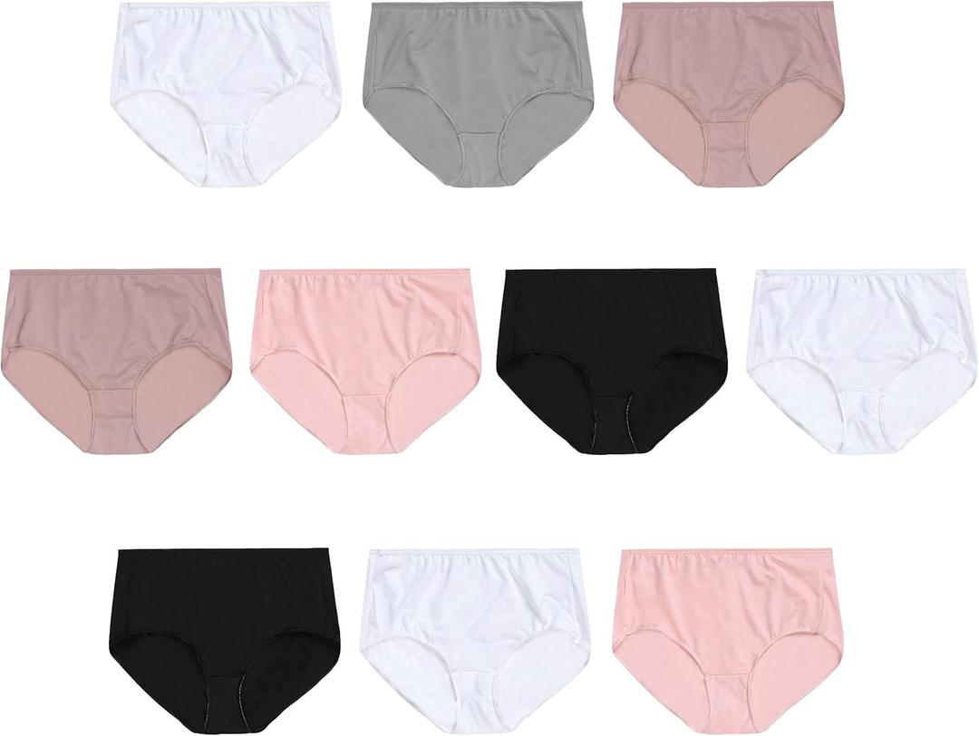 Hanes Women's Lightweight Mesh Briefs 10-Pack, Brief Underwear for Women, Cool Mesh Panties (7, 10 Pack - Assorted 1)