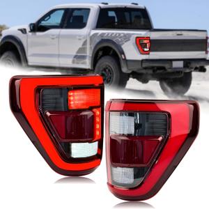 Pair Halogen Upgrade FULL LED Black Bezel Tail Lights Lamps w/Blind Spot (Module NOT Included) Assembly Compatible for 2021-2023 Ford F150 F-150 ML3Z13404C ML3Z13405C