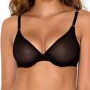 Smart & Sexy Sheer Mesh Demi Underwire Bra, Flirty & Supportive (40DD, Black Hue (Mesh))