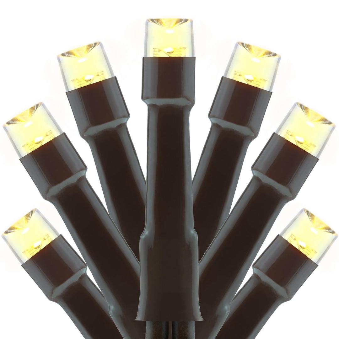 YULETIME 300 Warm White String Lights, 100 ft 8 Models Brown Wire 5mm LED
