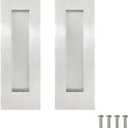 Hadnles Recessed Finger Flush Pulls - Fit Wardrobe, Pocket, Sliding Barn, Bifold Doors & More - Stainless Steel Brushed Rectangular Door Pull Hardware (7 INCH, Silver - 2 Pack)