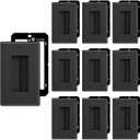 FGB 10 Pack Brush Wall Plate with Low Voltage Mounting Bracket, Cable Pass Through Insert for Wires, Single Gang Cable Access Strap, Wall Socket for HDTV, Home Theater Systems - Black