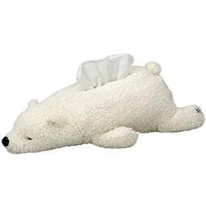 CHOOLD Super Soft Plush Polar Bear Tissue Box Cover Cute Paper Holder Napkin Box for Car Home Bathroom Kitchen Office(White Brown Pink)