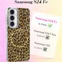 Toycamp for Samsung Galaxy S24 FE Case - Compatible with Magsafe Aesthetic Cute Holographic Galaxy S24 FE Case with Diamond Bling Lens Protector Cover for Women Girls, Brown Leopard