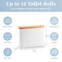 LONBET Toilet Paper Storage for 12 Rolls, Stackable & Foldable - The Ultimate Bathroom Organizer - Waterproof Basket with Bamboo Lid - Elegant Toilet Paper Storage Holder, Light Gray