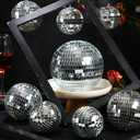 Haull 8 Pcs Large Disco Ball Set Silver Mirror Disco Reflective Ball with Hanging Ring Party Ornament Decoration for Stage Club Ballroom Dance Hall Wedding Prom Props(3'', 4'', 6'')