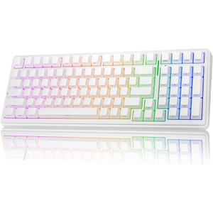 AULA F99 Wireless Mechanical Keyboard,Triple-Mode(BT5.0/2.4GHz/USB-C),Gasket Mounted Creamy Keyboard with Linear Switches, Side Printed PBT Keycaps,RGB Backlit PC Gaming Keyboards for Win/Mac