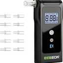 Breathalyzer, Fuel Cell Breathalyzer, Personal Breathalyzer Tester for Home with 10 Mouthpieces (Black 2)
