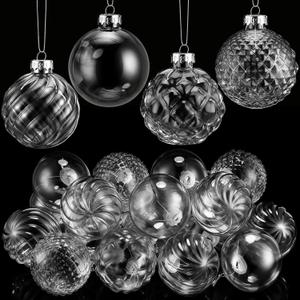 Syhood 24 Pcs 2.36 Inch Mercury Glass Christmas Ornaments Antique Vintage Glass Ball Ornaments Hanging Rustic Xmas Balls for Christmas Tree Wreaths Garland Party Wedding Decoration(Crystal)
