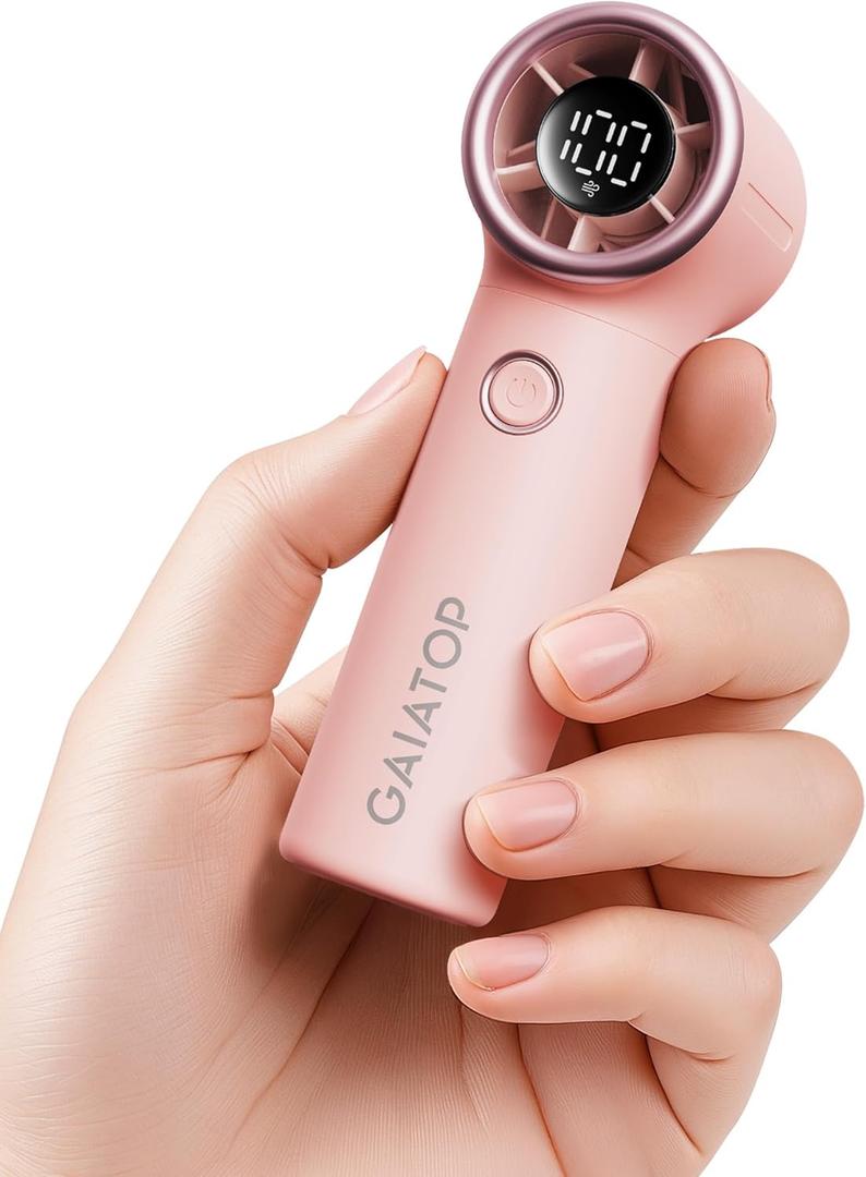 Gaiatop Mini Portable Handheld Fan, 4000mAh [15h Max Runtime] Personal Turbo Fans Pocket Size, High Speed 1-100 Adjustable Small Hand Fan, Outdoor Travel Concert Essentials, Gifts for Women Men, Pink