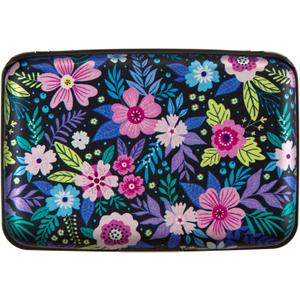 Credit Card Holder, Metal Card Wallet RFID Blocking Mini Slim Aluminum Business Hard Card Case for Women Men (Abstract Flowers)