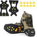 EONPOW Ice Grips, Ice & Snow Grips Cleat Over Shoe/Boot Traction Cleat Rubber Spikes Anti Slip 10 Steel Studs Crampons Slip-on Stretch Footwear (XL(WOMEN:13-16/MEN:11-14))
