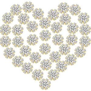 Waydress 70 Pcs 16mm Rhinestone Embellishments Flatback Buttons Jewelry Flower Crystal Accessory for Crafts DIY Jewelry Making Wedding Decoration Bridal Bouquet Halloween Christmas(Gold)