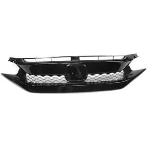 IKON MOTORSPORTS, Front Grille Compatible With 2019-2021 Honda Civic, TR Style Gloss Black Front Grill Grille Mesh Hood Guards ABS Plastic, 2020