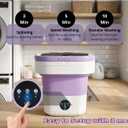 Portable Electric Foldable Mini Washing Machine 16L Touch Digital Control for Baby Clothes, Underwear, Camping, RV Spin Function Purple