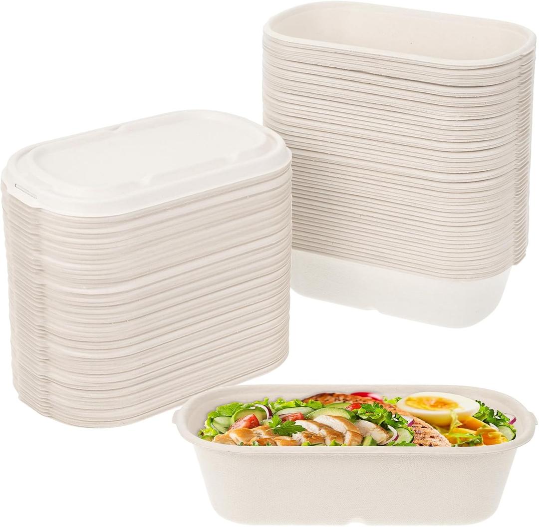 50 Pack 25oz Disposable Food Containers with Lids Meal Prep Lunch Food Takeout Salads Sandwiches Bowls Paper Meal Prep Containers To-Go Boxes for Salad, Pasta, Nacho, Burrito (25 oz/700ml,50pcs), medium