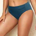 Talisea Women Full Coverage Bikini Bottoms - Mid Rise Bathing Suit Ruched Swim Bottom Swimsuit Swimwear, L