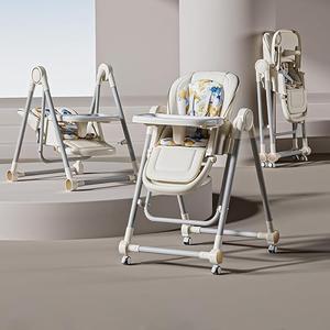 Baby High Chair,High Chairs for Babies and Toddlers,Adjustable 2-in-1 Baby High Chair and Swing Chair,Portable Highchair for 1+ Years/Locking Wheels/Detachable PU Cushion
