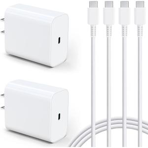 45W Super Fast Charger Block, 2Pack Type C Fast Charging Block with 6FT USB C Charger Cable Compatible with Samsung Galaxy S25 24 23 Ultra/+ /S22 Plus/S20, Tab S9/S8 Ultra,iPhone 17/16/15