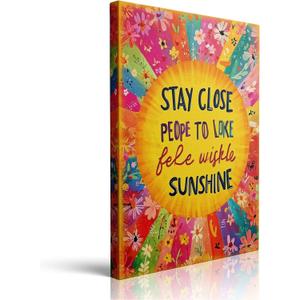 Inspirational Wall Decor,Stay Close to People Who Feel Like Sunshine Wall Art Canvas Framed Prints for Teen Girls Room Wall Decor 16x24 Inches