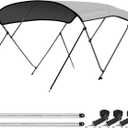 Leader Accessories Light Grey 4 Bow 8'L x 54" H x 91"-96" W Bimini Top Boat Cover Include 4 Straps 2 Rear Support Poles Mounting Hardwares Storage Boot