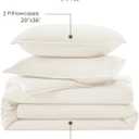 Litanika Ivory Comforter Set King Size, 3 Pieces Lightweight Solid Bedding Comforter Set, All Season Fluffy Bed Set (104x90In Comforter & 2 Pillowcases)