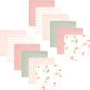 Hudson Baby Unisex Baby Flannel Cotton Washcloths, Pink Dainty Floral 12 Pack, One Size