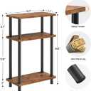 Apicizon Small Narrow Side Table, 3-Tier Skinny End Table for Small Spaces, Slim Nightstand with Storage Shelf, Bedside Table for Living Room, Bedroom, Rustic Brown and Black