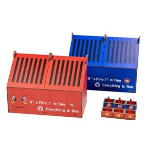 Cuteru Flame-Shaped Pencil Holder (Includes 3 Flame-Themed Mini Figurines) Fun Office Desk Decor Accessory Gift for Teachers and Children (Green and Light blue)