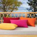 Kevin Textile Outdoor Waterproof Lumbar Pillow Covers 14x24 Inch Pack of 2 Checkered Decorative Rectangle Cushion Throw Pillowcases Shell for Patio Tent Garden Couch Bed Sofa Sunflower Yellow