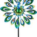 MUMTOP Wind Spinner 51 Inch Peacock Wind Spinner Outdoor Metal with Double Wind Sculpture for Patio, Lawn & Garden Decor (Green)