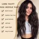Dark Brown Wig for Women Long Wavy Brown Wig Middle Part 26 Inch Wigs Heat Resistant Synthetic Wig for Daily Use
