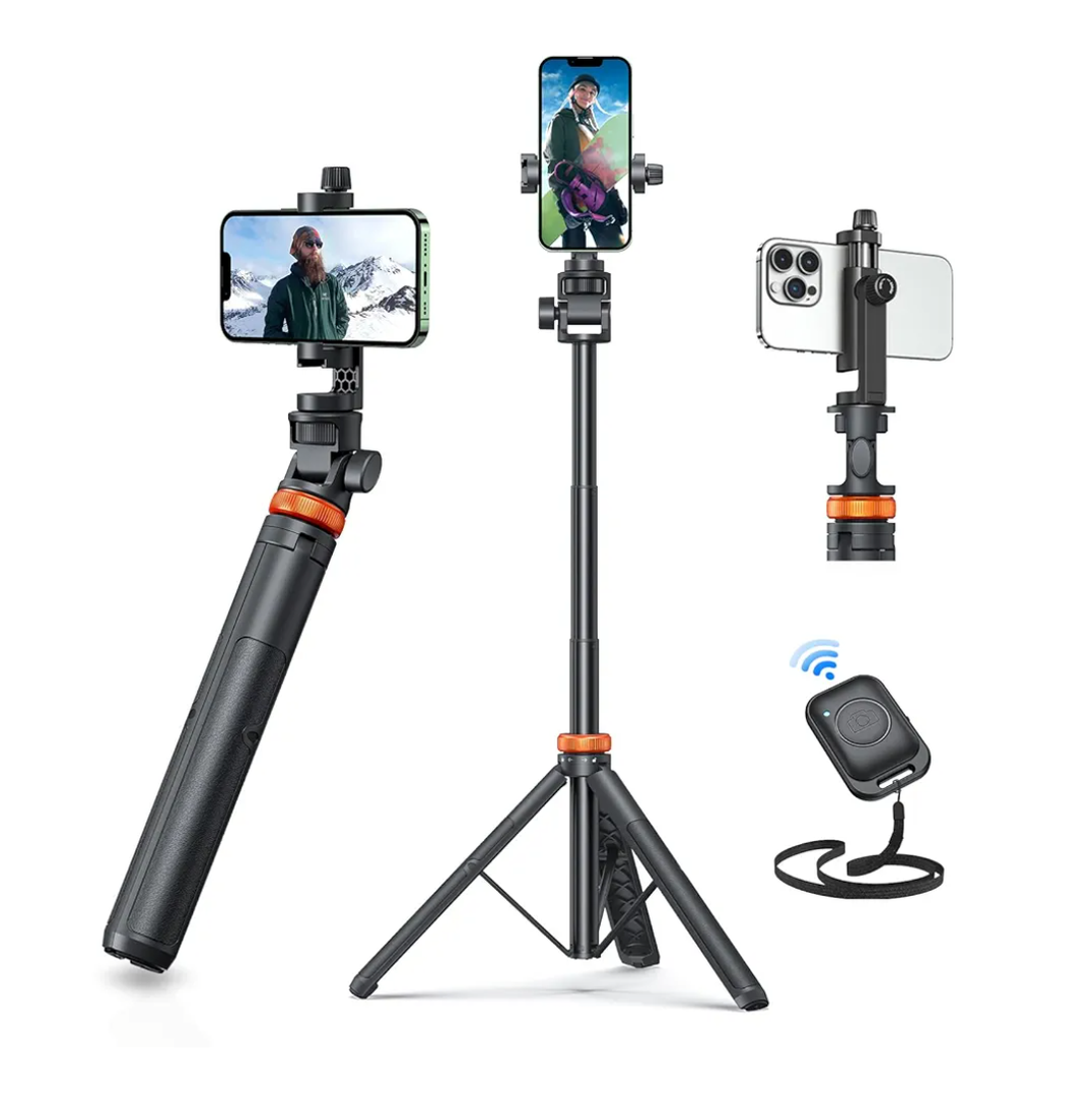 EUCOS 62" Phone Tripod, Tripod for iPhone & Selfie Stick Tripod with Remote, Extendable Phone Tripod Stand & Travel Tripod, Solidest Cell Phone Tripod Compatible with iPhone/Android
