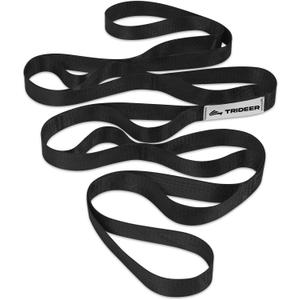 Trideer Non-Elastic Stretching Strap with Loops for Physical Therapy & Rehab, Knee Hip Leg ROM Post-Surgery, Yoga Strap for Stretching, Leg Lifter Strap Mobility Aid, Hamstring Calf Back, Black