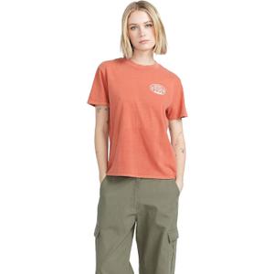 Volcom Women's Lock It Up Short Sleeve Tee – Crew Neck T-Shirt with Striped Neck Taping, X-Large, Rust