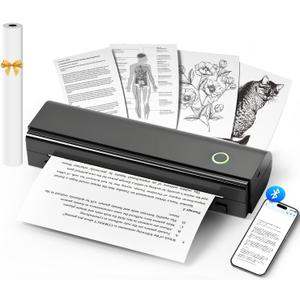 Portable Printers Wireless for Travel, N80 Wireless Thermal Printer Bluetooth Inkless Printer Support 8.5" X 11" US Letter & A4, Compatible with iOS, Android, Laptop