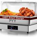 PYY Electric Chafing Dish Buffet Set, Roll Top Chafing Dish, Stainless Steel Chaffing Server Set Chafer for Catering,Buffets (2 Half-Size with Lid)