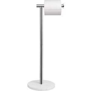 NearMoon Bath Toilet Paper Holder Stand- Modern Tissue Roll Holder Freestanding with Balanced Base, Rustproof Toilet Roll Holder for Bathroom/ Kitchen Countertop (Chrome Finish, Marble Base)