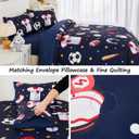 Kids Sports Comforter Set Twin Boys Bedding Set Navy Baseball Football Soccer Basketball Bed Sets Reversible 5 Pieces Bed in A Bag with Sheets(Navy Balls, Twin)