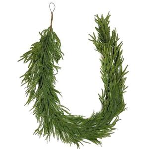 9 FT Real Touch Norfolk Pine Garland Green Artificial Christmas Garland Faux Greenery Garland for Holiday Fireplace Mantle Window Indoor Outdoor Decor, 1 Pcs