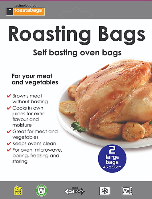 Planit Products Oven Roasting Bags Large 2pk One Colour (One Size), 2 Large Bags 18x22" 