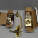 Goldenwarm Front Door Handle and Deadbolt Set, Gold Front Door Lock Set with Reversible Handle Lever, Modern Front Door Hardware, Front Door Handles and Locks