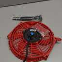 10" inch Slim Fan Push Pull Electric Radiator Cooling 12V Mount Universal Kit Red