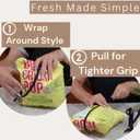 LUXES Pantry Door Storage Set for Fresh Food, Chips, and Snacks With Self-Storage Mount | Compact Alternative to Chip Clips & Magnetic Fridge Clips | Reusable AirTight Food Storage Bands (5ct) Chip Bag Closers - LUXES (Black)