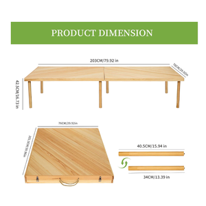 Zupemo 80"x30" Boho Wooden Picnic Table, Portable Outdoor Low Picnic Table with Adjustable Legs 13" & 16" for Floor Seating, Beach, Camping, BBQ, Backyard, 80x30in Seating for 12 People N03