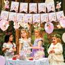 Fairy Party Supplies ,Pink fairy Party Supplies Decorations with Happy Birthday Flower Fairy Banner, Cake Topper,Flower Fairy Balloons, Centerpieces,Multi-Color Balloons for Fairies Party