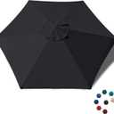 EliteShade USA 7.5FT Replacement Covers 6 Ribs Market Patio Umbrella Canopy Cover (CANOPY ONLY) (Black)