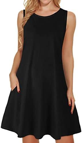 elescat Women's Summer Dresses 2026 Beach Casual Sleeveless Floral Print Tank Loose Sundress with Pocket, Size Large
