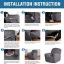 H.VERSAILTEX Velvet Recliner Chair Covers 1-Piece for Reclining Chair, Recliner Cover Feature Thick Luxury and Soft Fabric with Elastic Bottom, Anti-Slip Foams Attached (Grey, X-Large)